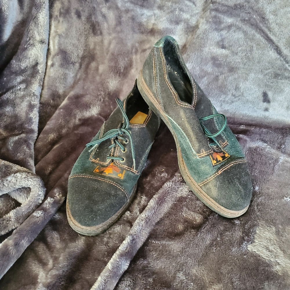 Vintage German Green Leather Nature Methodes 39 Loafer